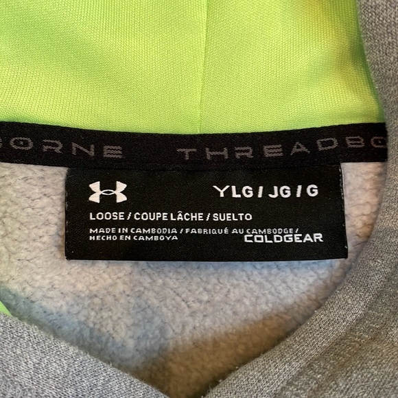 Under Armor grey fleece hoodie, youth L - Picture 4 of 5
